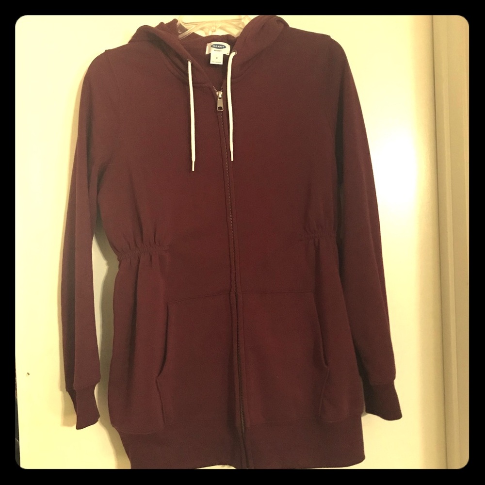 Old Navy Maroon Maternity Zip Up Hoodie